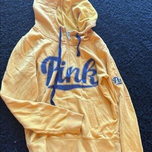 PINK Yellow and Blue Logo Pullover Hoodie